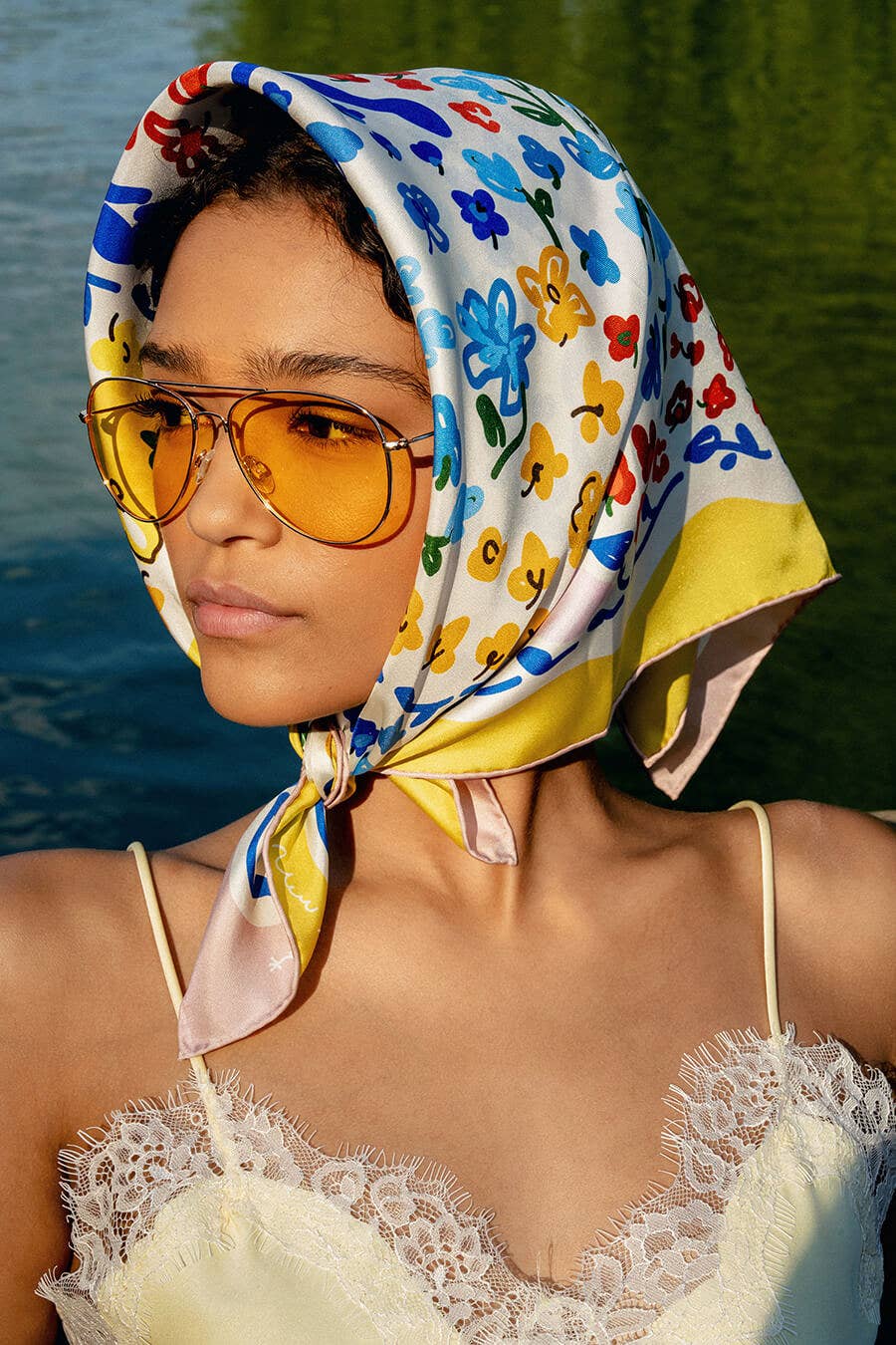 Yellow Garden Double Sided Silk Scarf - Shorely Chic Boutique