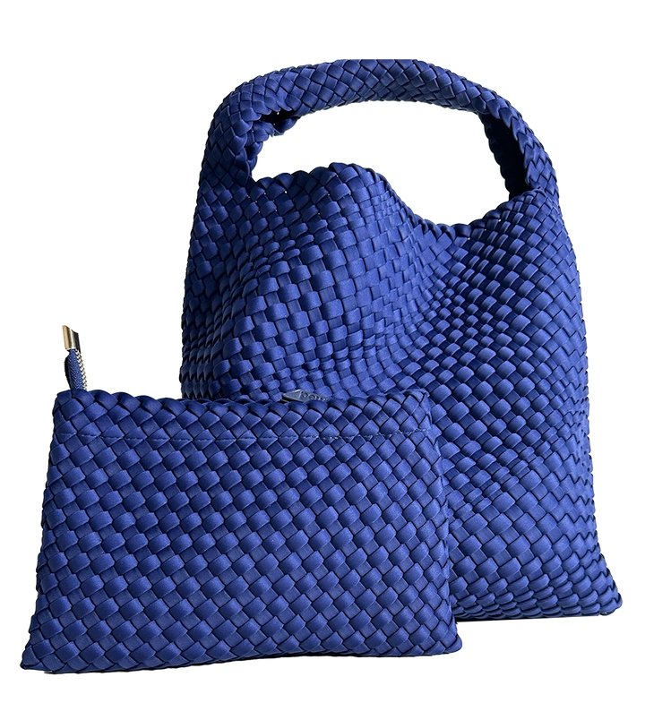 Adhorned - Lauren Woven Neoprene Hobo with Pouch: Navy - Shorely Chic Boutique