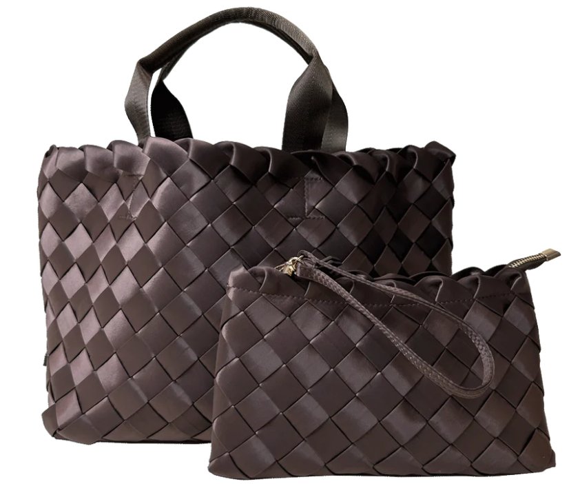 Adhorned - Layla Woven Satin Tote: Chestnut - Shorely Chic Boutique