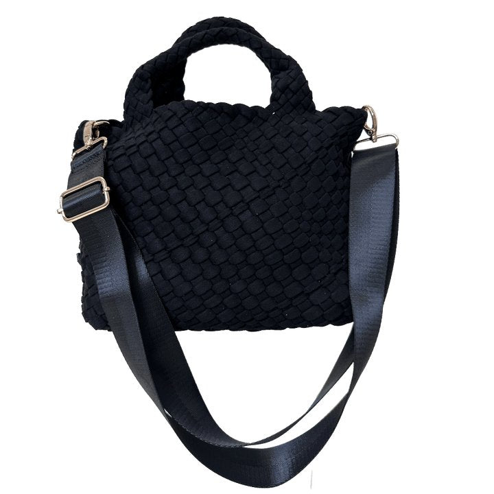 Adhorned - Linda Woven Velour Tote: Black - Shorely Chic Boutique
