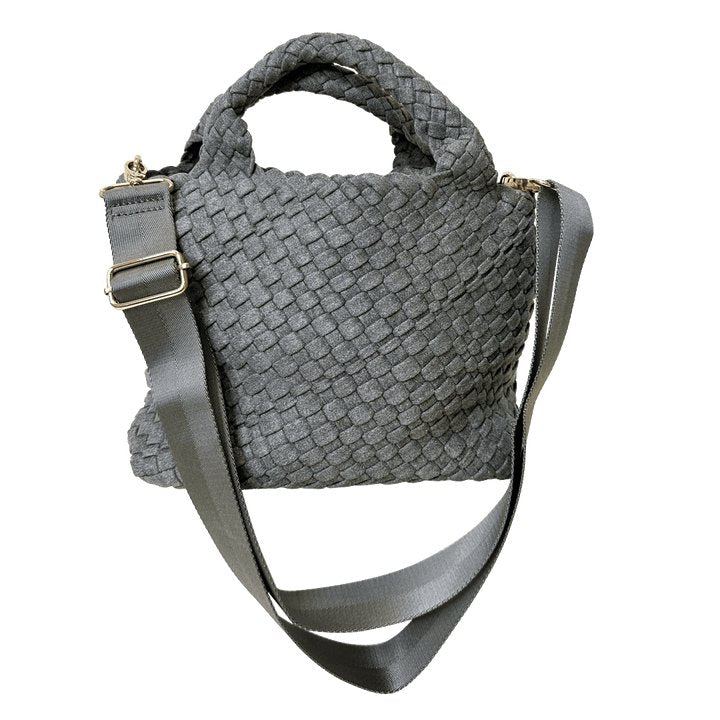 Adhorned - Linda Woven Velour Tote: Grey - Shorely Chic Boutique