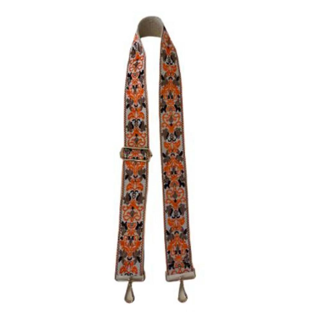 Ahdorned - 2" Adjustable Emb Floral Bag Strap - Orange/Camel (GOLD HRDWR) - Shorely Chic Boutique