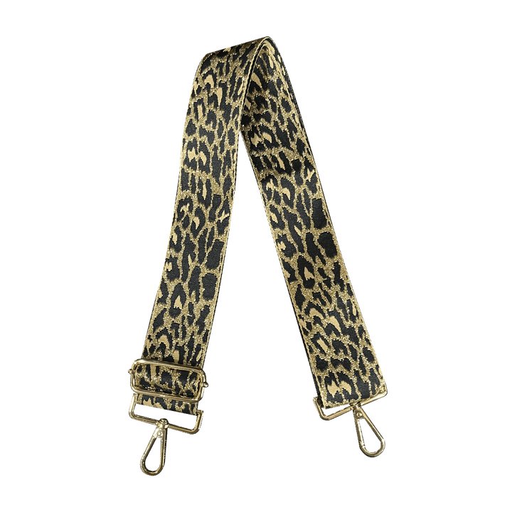 Ahdorned - 2" Metallic Leopard Strap - Blk Ground/Gold - Shorely Chic Boutique