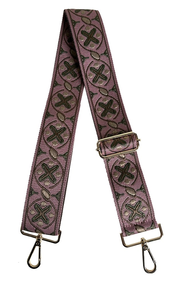 Ahdorned - 2" "XO" Embroidered Bag Strap: Purple/Grey - Shorely Chic Boutique