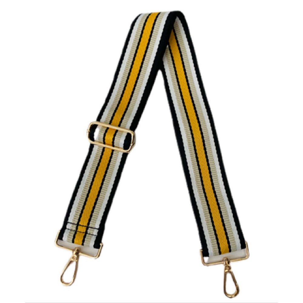 Ahdorned - Adjustable Bag Strap - Blk/Crm/Wht/Yellow 4 Stripe - Shorely Chic Boutique