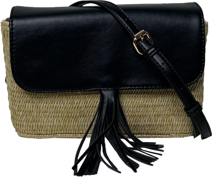 Ahdorned - Colleen Basket Weave/Faux Leather Clutch w/Strap: Black - Shorely Chic Boutique