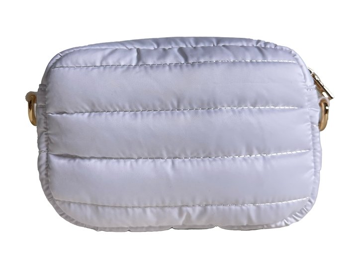 Ahdorned - Ella Quilted Puffy Zip Top Bag: White - Shorely Chic Boutique