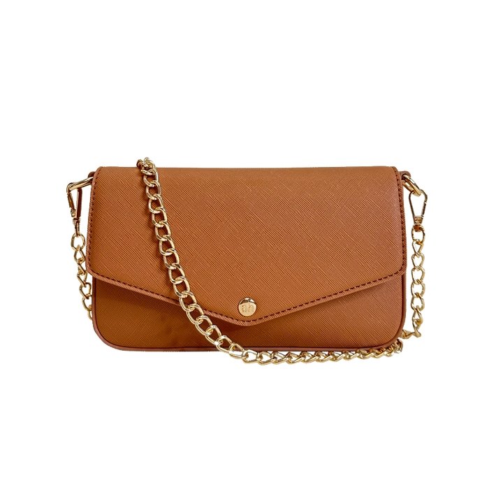 Ahdorned - Louise Faux Leather Envelope Bag w/Removable Strap: Camel - Shorely Chic Boutique