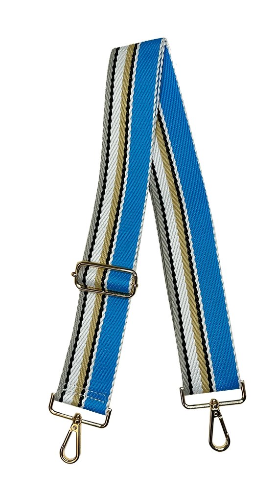 Ahdorned - Multi Stripe Bag Strap: Lt Blue/Tan/Wht - Shorely Chic Boutique