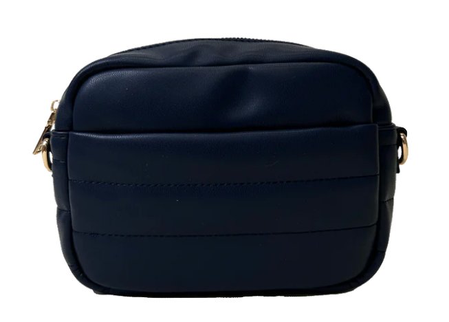 Ahdorned-Sadie Quilted Faux Leather Zip Top Bag (No Strap) - Navy - Shorely Chic Boutique