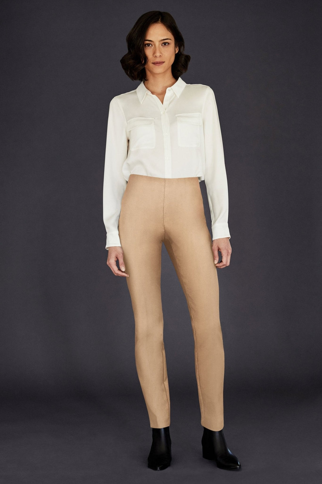 Ecru - Springfield Tribeca Stretch Pull On Pant: Camel - Shorely Chic Boutique
