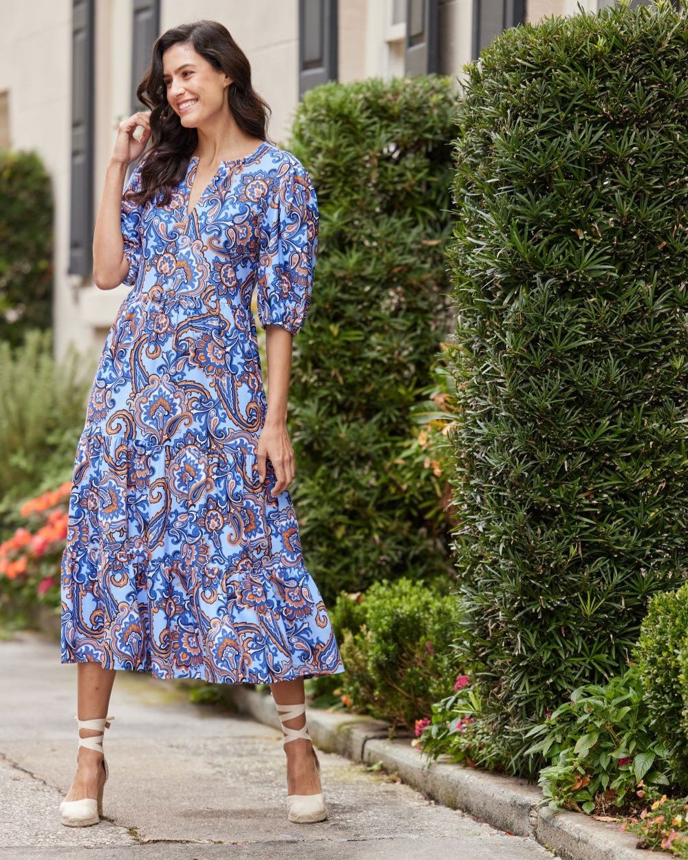 Jude Connally - Jordana Palm Beach Paisley Dress: Bluebell - Shorely Chic Boutique