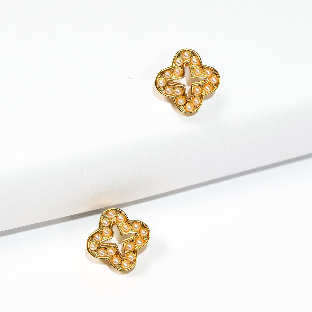 Karine Sultan - Pearl Clover Stud: Gold - Shorely Chic Boutique