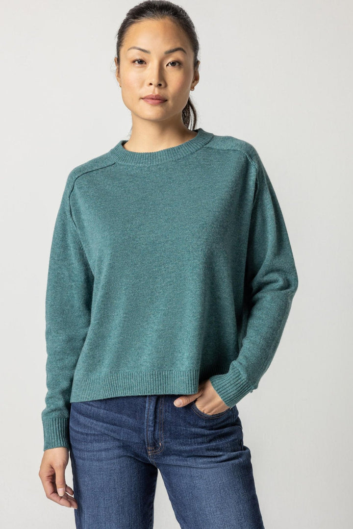 Lilla - Oversized Cashmere Blend Saddle Slv Sweater: Deep Sea - Shorely Chic Boutique