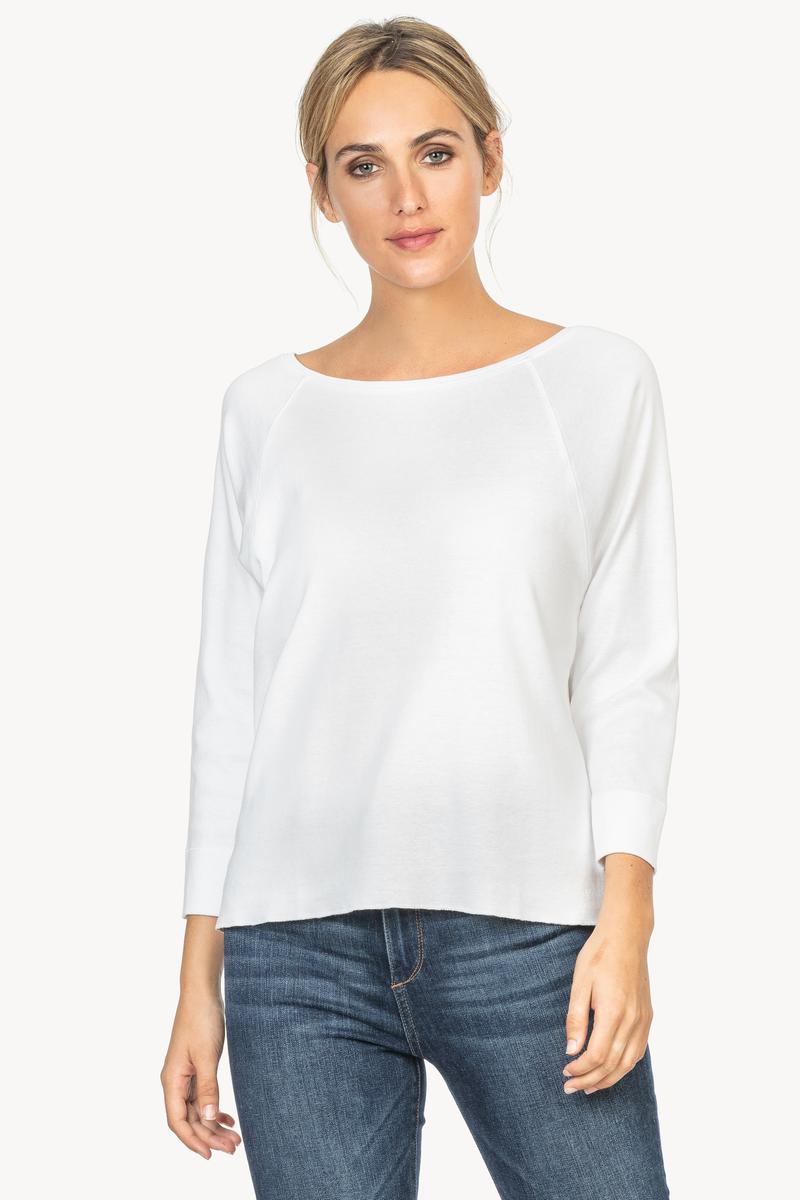 Lilla P - 3/4 Sleeve Cttn Boatneck Tee White - Shorely Chic Boutique