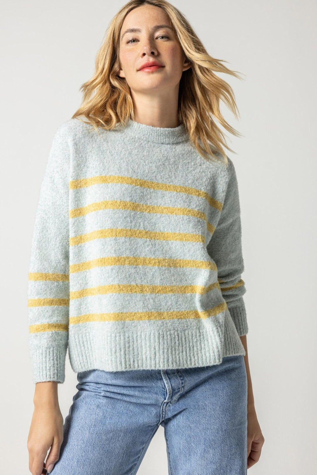 Lilla P - Easy Stripe Pullover Sweater: Iceberg - Shorely Chic Boutique