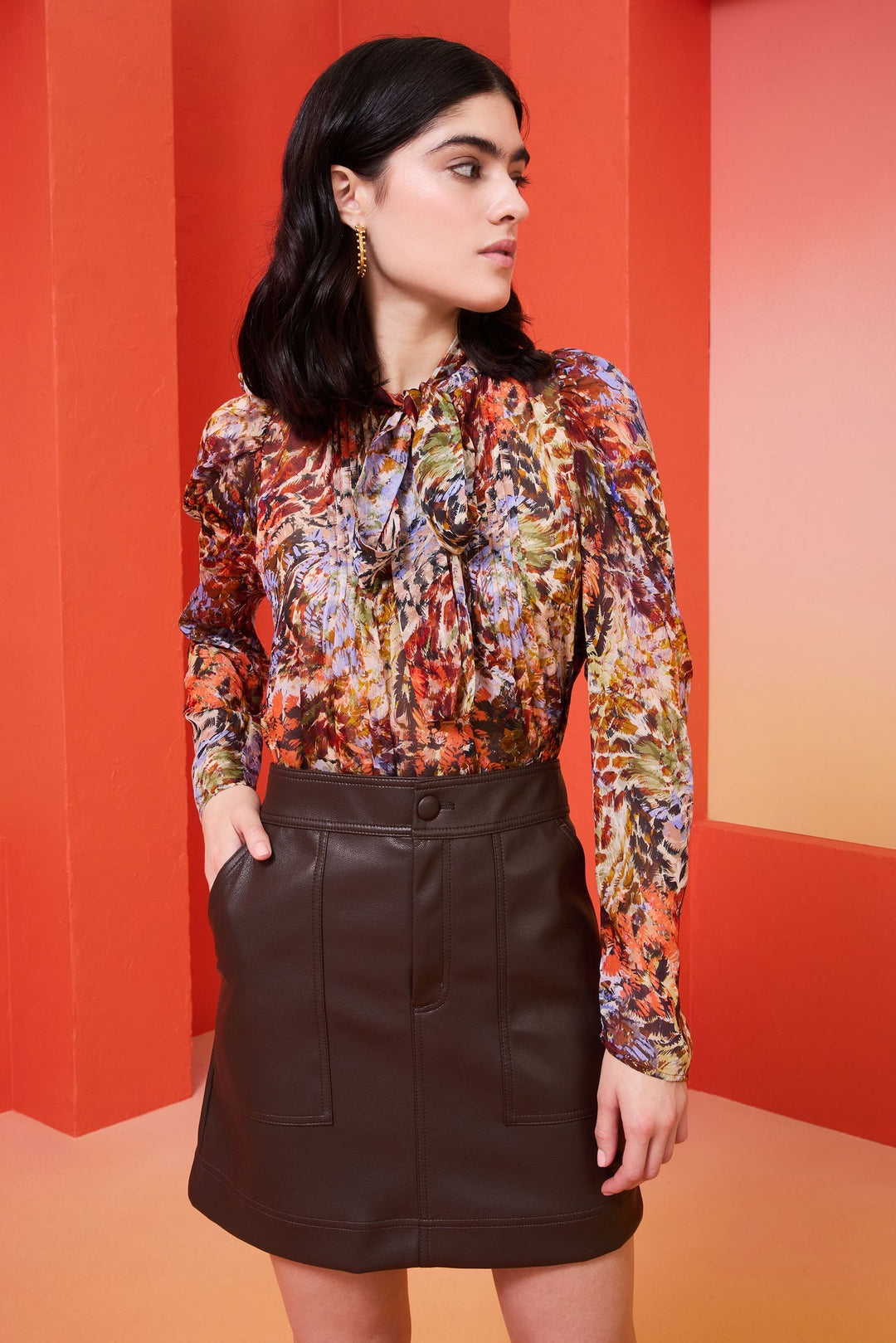 Marie Oliver - Braden Vegan Leather Skirt: Java - Shorely Chic Boutique