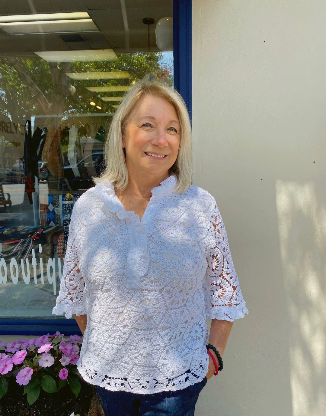 Never A Wallflower - Crochet S/S Top: Ivory - Shorely Chic Boutique