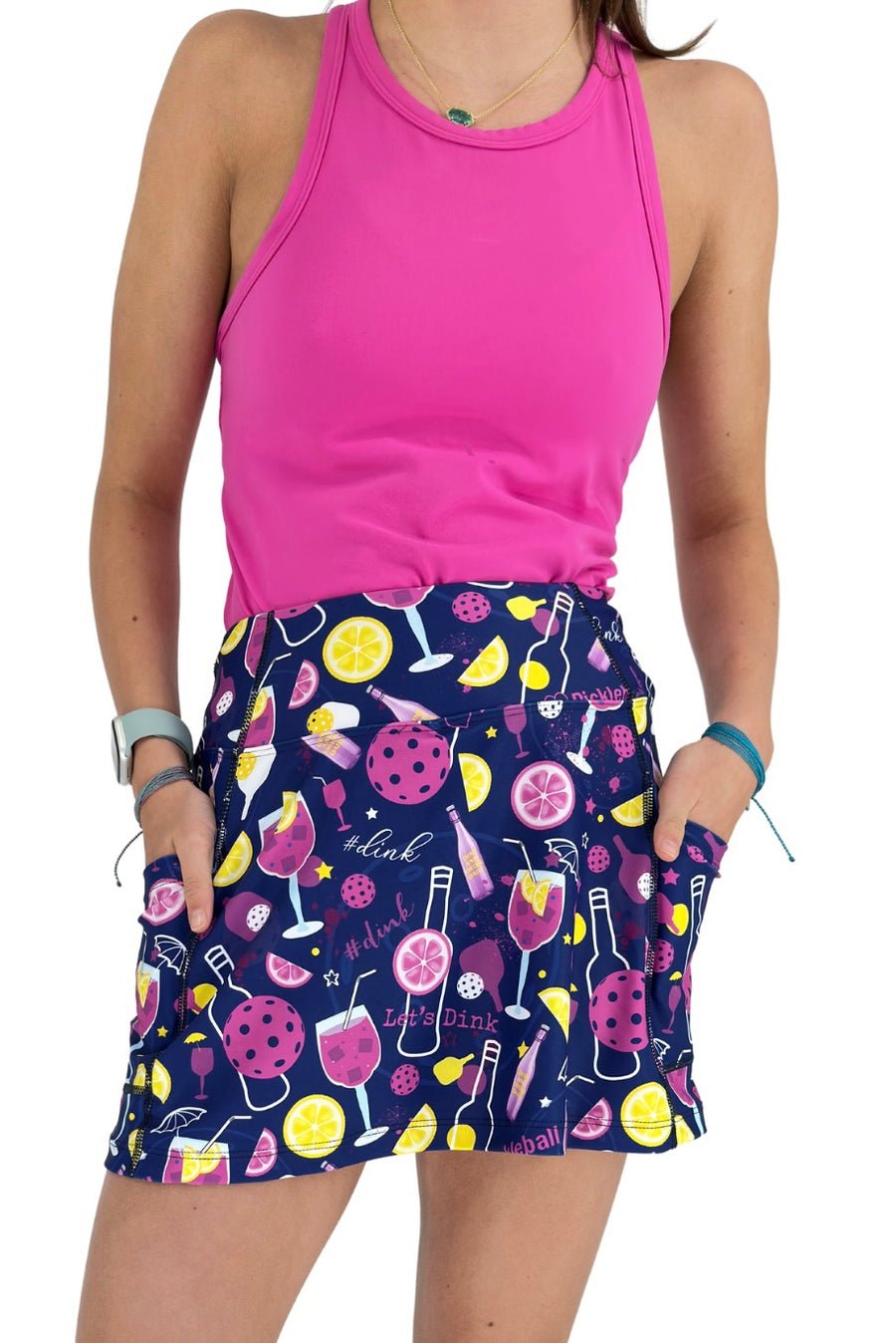 Queen of the Court - Pickleball Dinks & Drinks 15" Skort: Multi - Shorely Chic Boutique