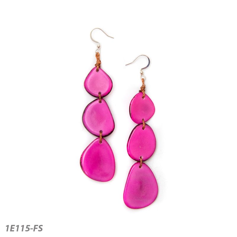 Tagua Bali Earrings: Fuchsia - Shorely Chic Boutique