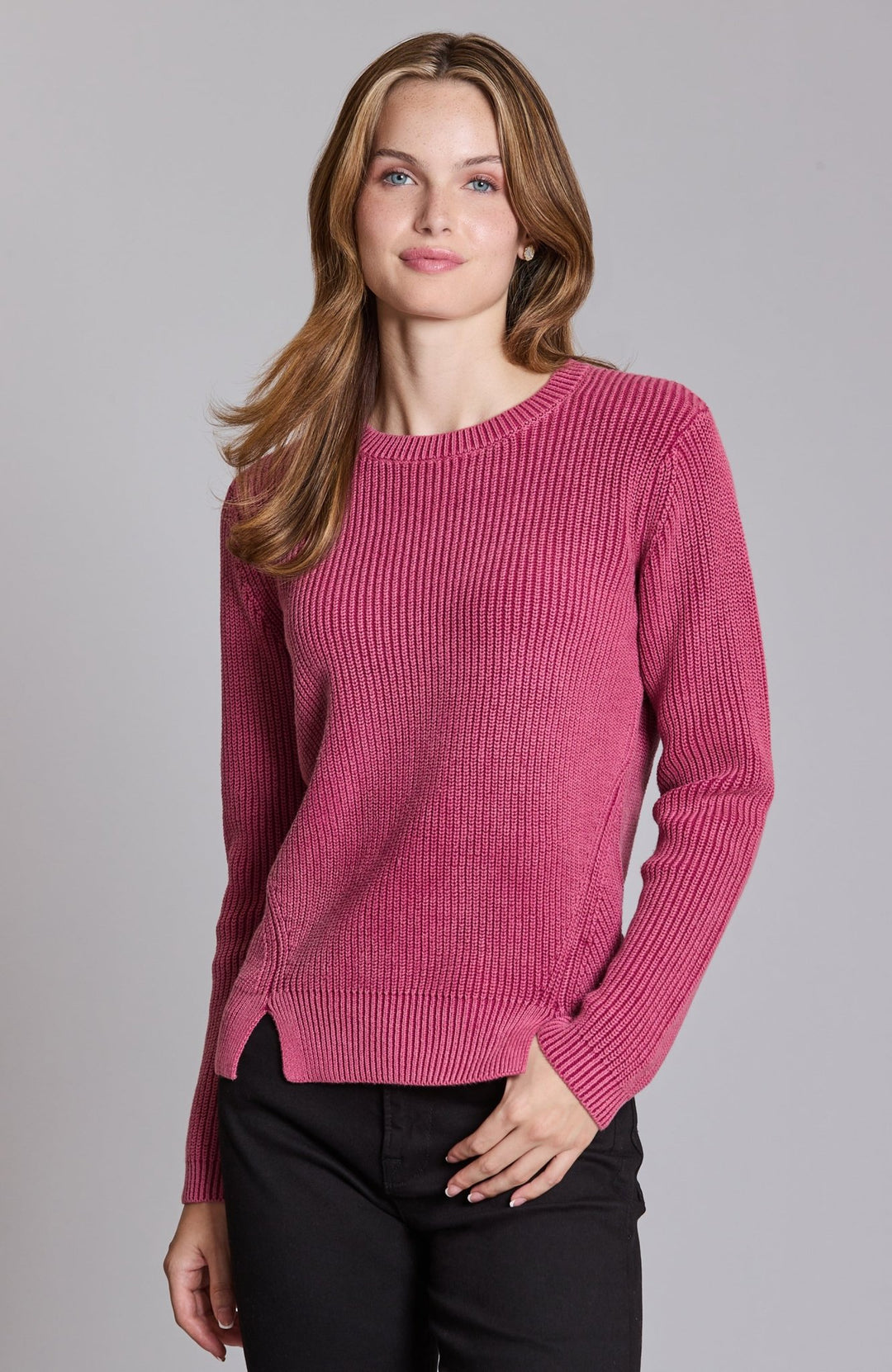 Tyler Boe - Mineral Wash Shaker Sweater: Garnet - Shorely Chic Boutique