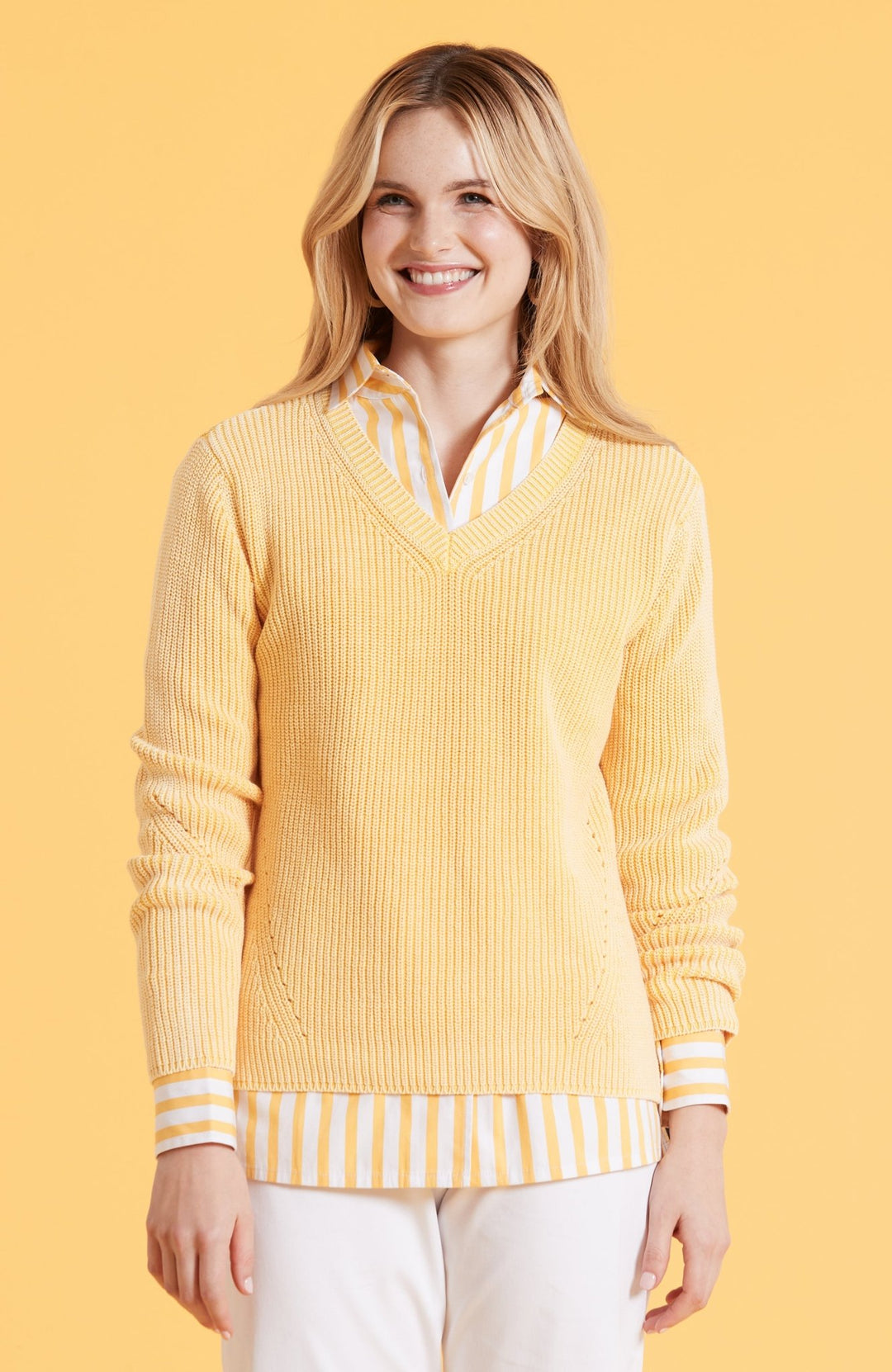 Tyler Boe - Mineral Wash VNeck Shaker Sweater: Sunshine Yellow - Shorely Chic Boutique