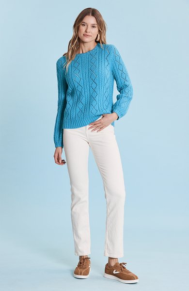 Tyler Boe - Pointelle Scoop Sweater: Aquamarine - Shorely Chic Boutique