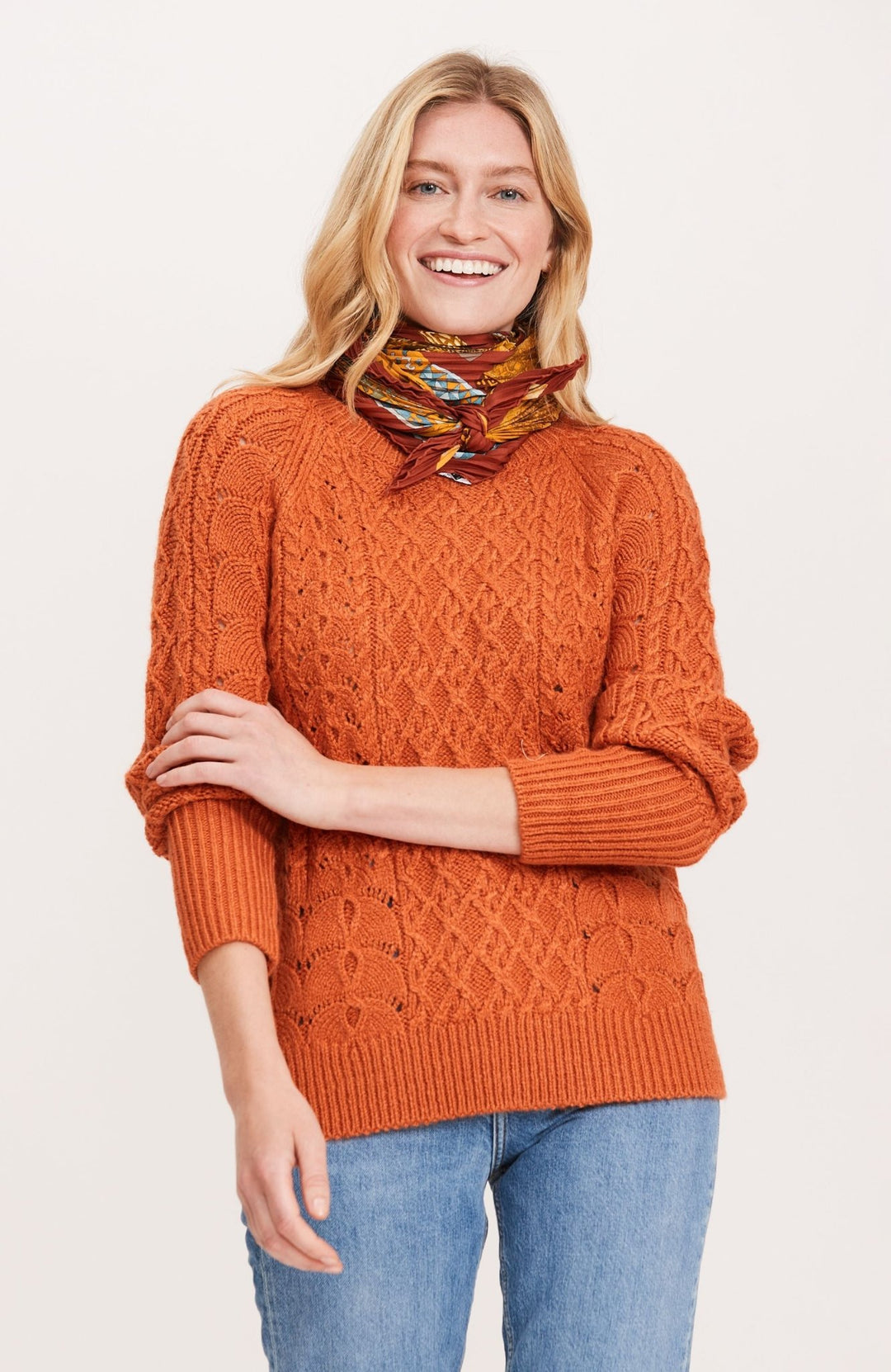 Tyler Boe - Scoop Neck Novelty Stitch Sweater: Paprika - Shorely Chic Boutique