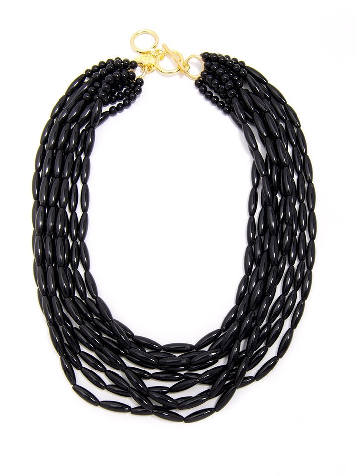 Zenzii - Glossy Beaded Multi-Strand Necklace: Black - Shorely Chic Boutique