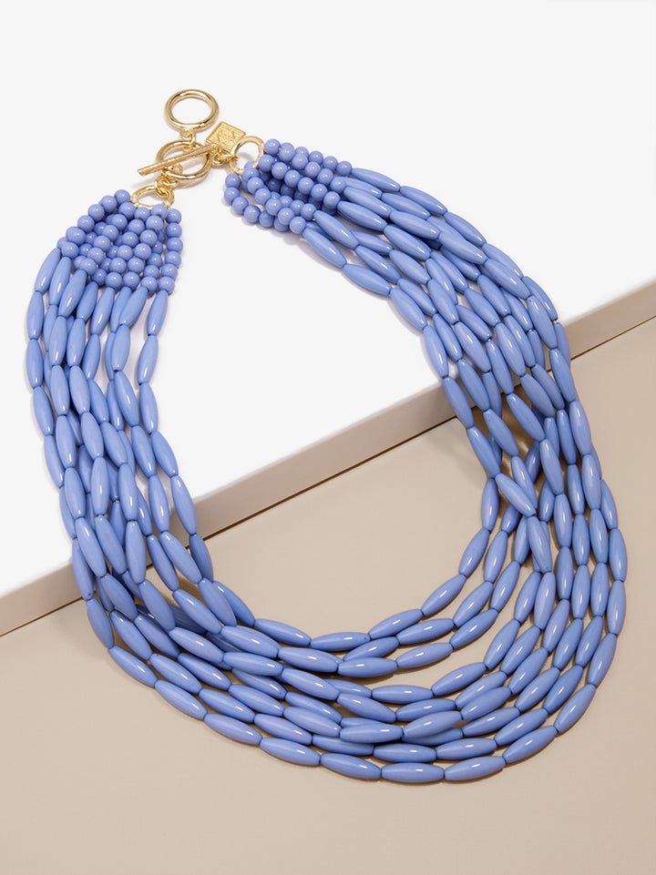 Zenzii - Glossy Beaded Multi-Strand Necklace: Lt. Blue - Shorely Chic Boutique