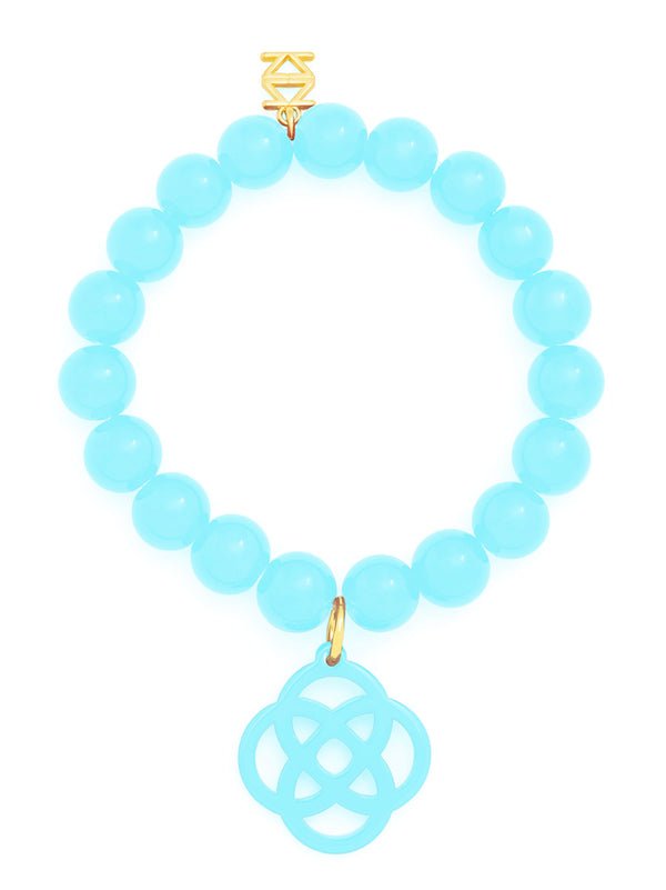 Zenzii - Grace Glass Bead Stretch Bracelet w/Resin Charm: Bright Blue - Shorely Chic Boutique