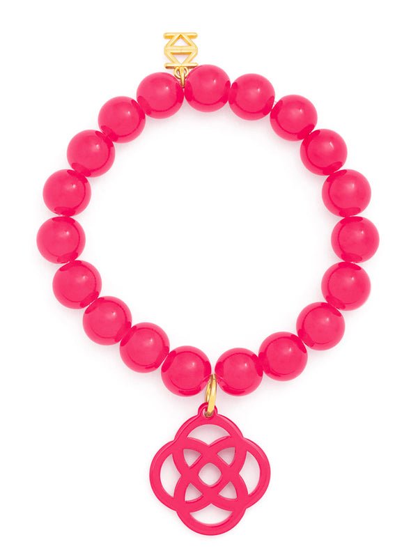 Zenzii - Grace Glass Bead Stretch Bracelet w/Resin Charm: Hot Pink - Shorely Chic Boutique