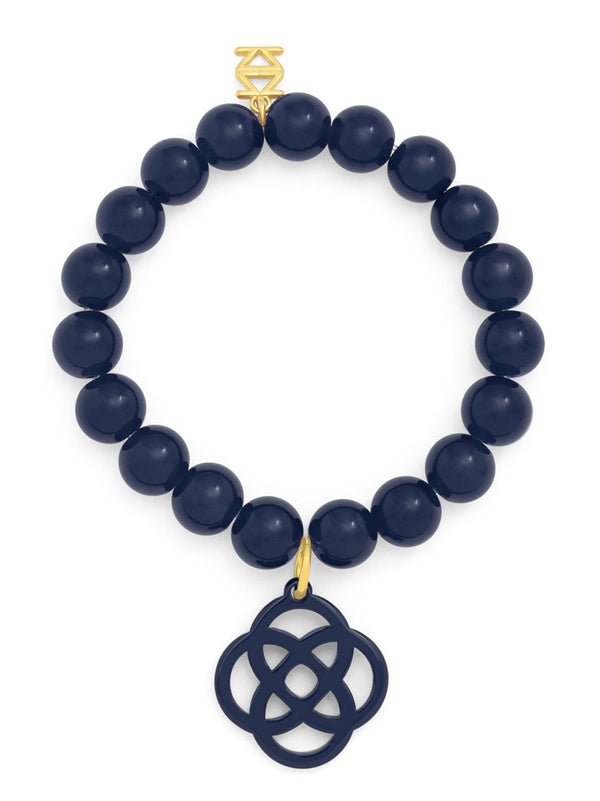 Zenzii - Grace Glass Bead Stretch Bracelet w/Resin Charm: Navy - Shorely Chic Boutique