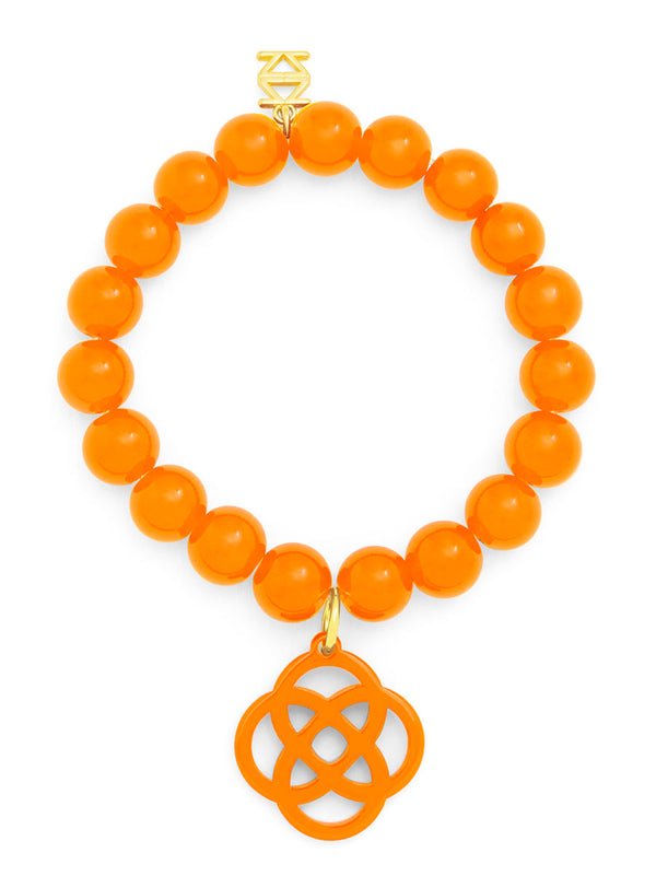 Zenzii - Grace Glass Bead Stretch Bracelet w/Resin Charm: Orange - Shorely Chic Boutique